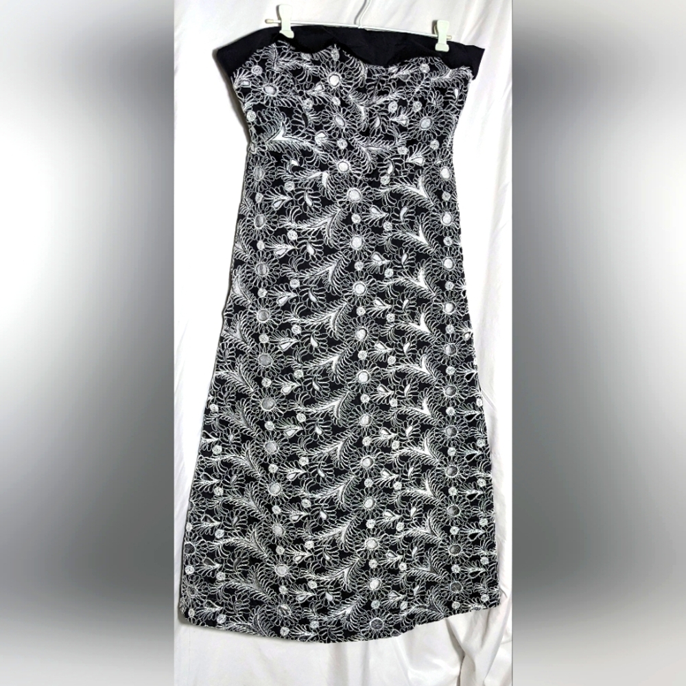 NWT Long Maeve Anthropologie Lace Cutout Formal Black &‎ White Dress| Sz 14 - Picture 4 of 15